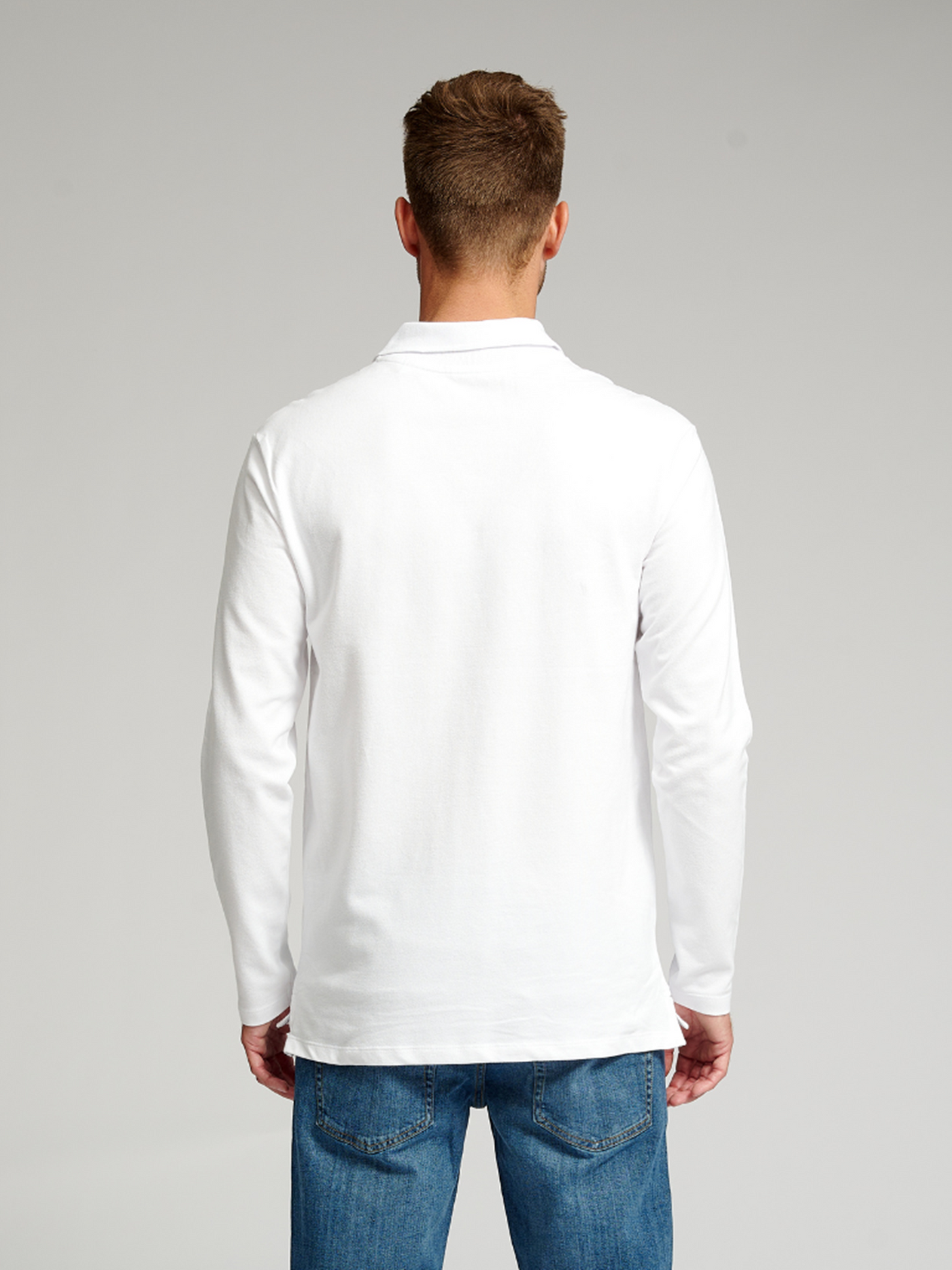 Muscle Long Sleeve Polo Shirt - White - TeeShoppen - White 4