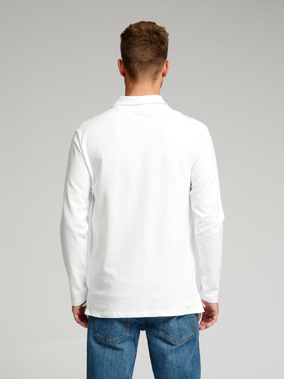 Muscle Long Sleeve Polo Shirt - White - TeeShoppen - White 4