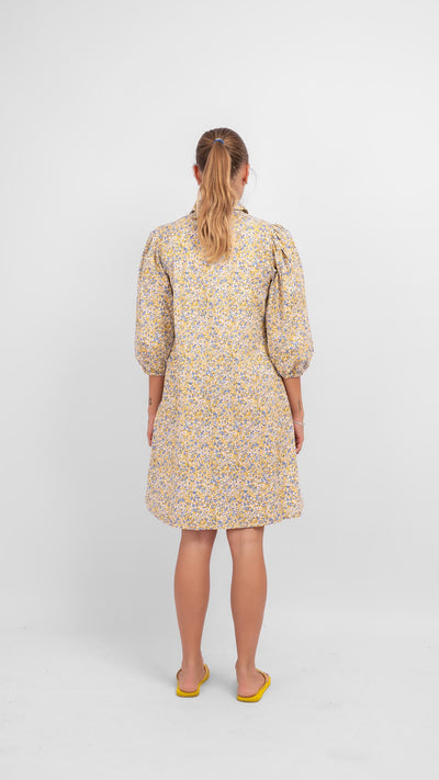 Sofie Shirt Dress - Blue & Yellow Floral - Amis de Copenhague - Yellow 2