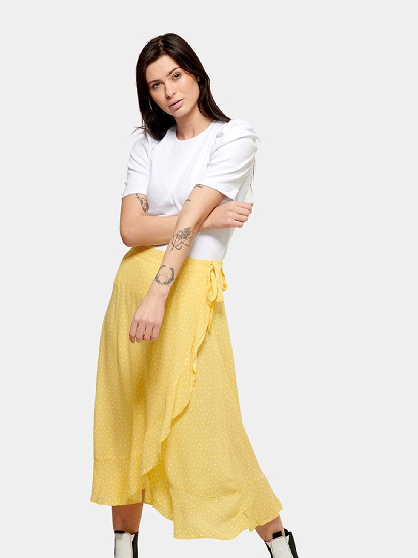 Anna dotted wrap skirt - Yellow - Amis de Copenhague - Yellow