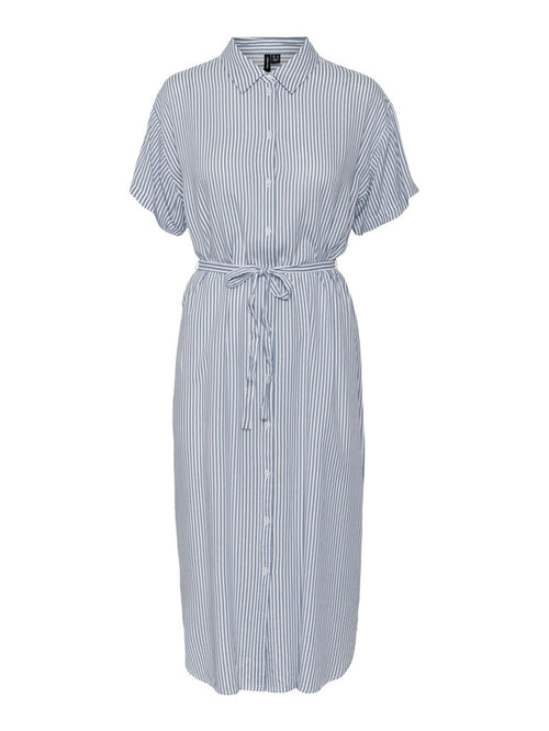 Bumpy Striped Maxi Dress - India Ink - Vero Moda - White