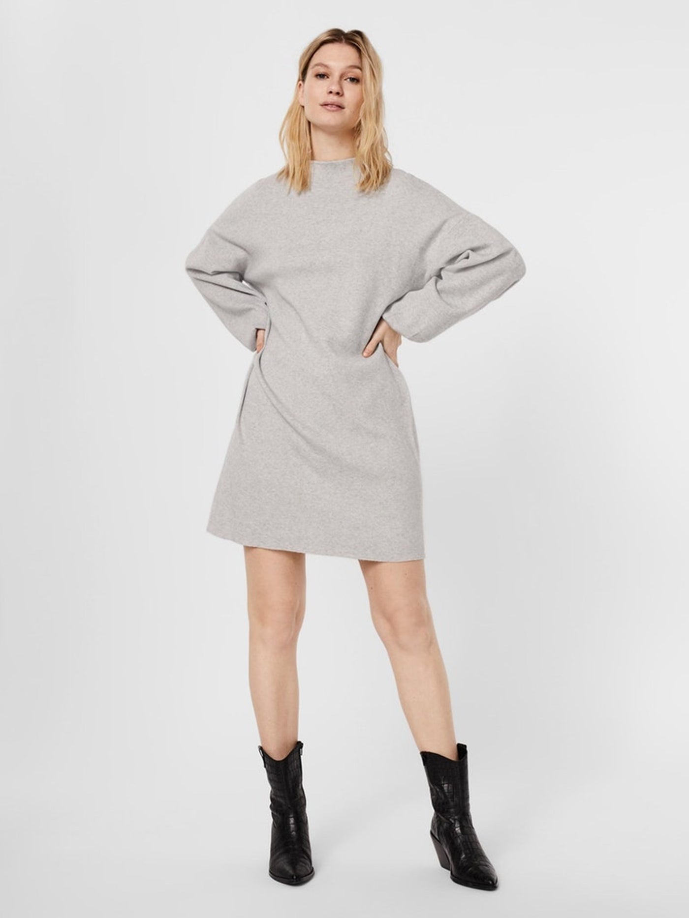 Nancy Midi Knit Dress - Light Grey Melange - Vero Moda - Grey